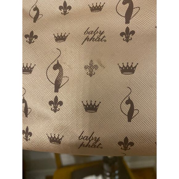 Baby Phat Rose Gold Logo Print Shoulder Bag Ring Handles & Strap Y2K Vintage - Picture 6 of 14